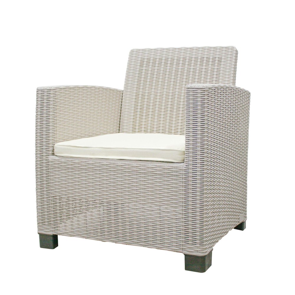3-Piece Taupe and Beige Plastic Upholstered Cushions 2-Person Outdoor Patio Conversation Set with Table
