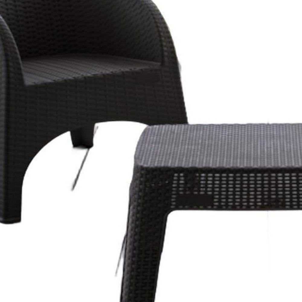 3-Piece Espresso Plastic 2-Person Outdoor Patio Conversation Set with Table