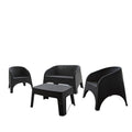 4-Piece Espresso Plastic Outdoor Patio Conversation Set with Table