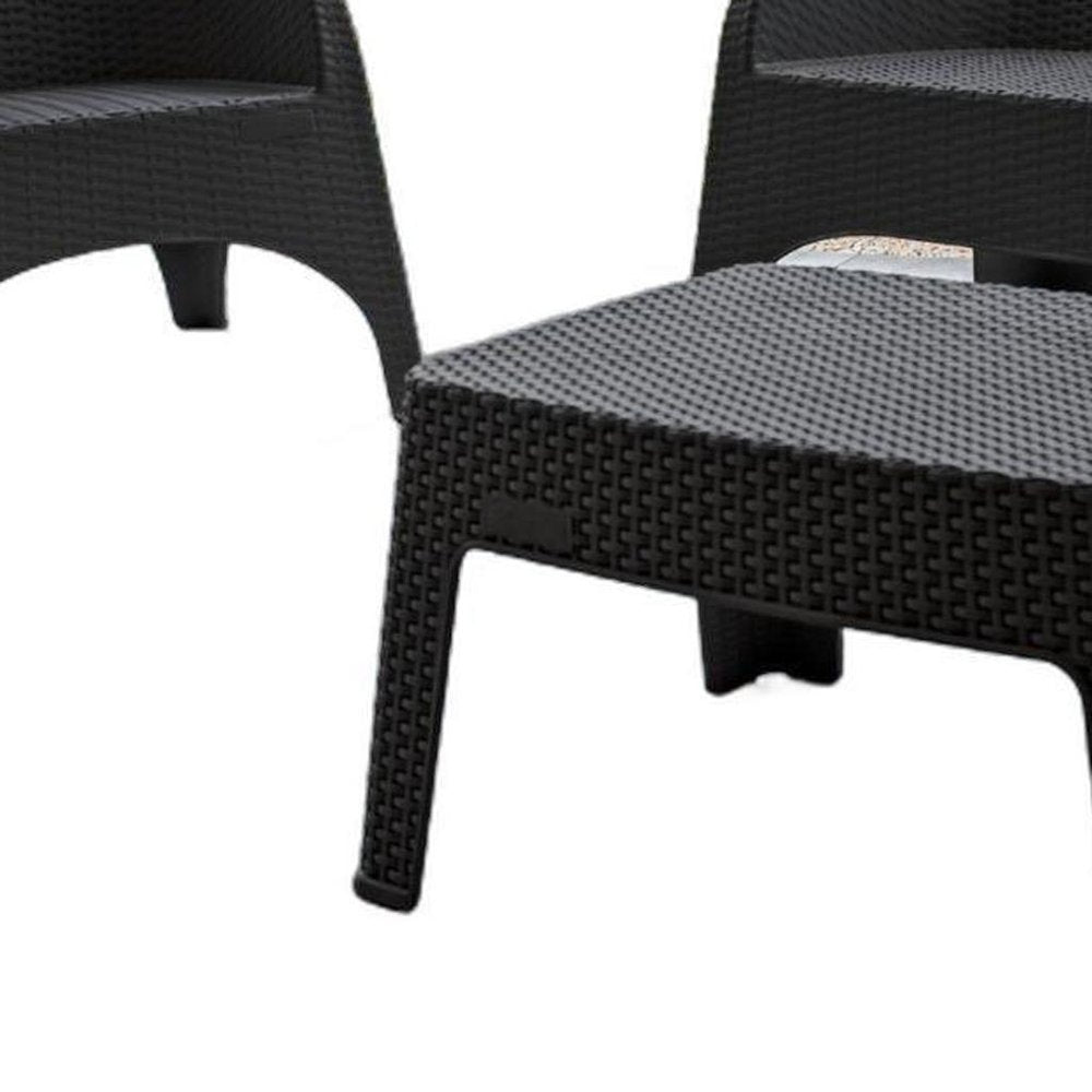 4-Piece Espresso Plastic Outdoor Patio Conversation Set with Table