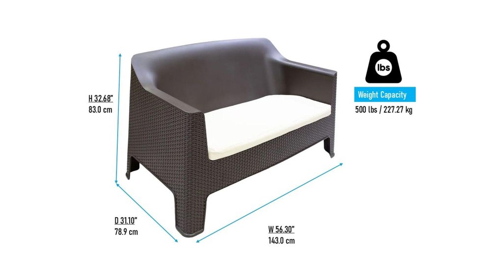 4-Piece Espresso and Beige Plastic Upholstered Cushions Outdoor Patio Conversation Set with Table