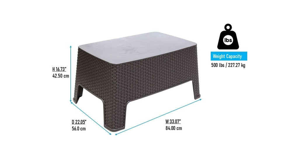 4-Piece Espresso and Beige Plastic Upholstered Cushions Outdoor Patio Conversation Set with Table