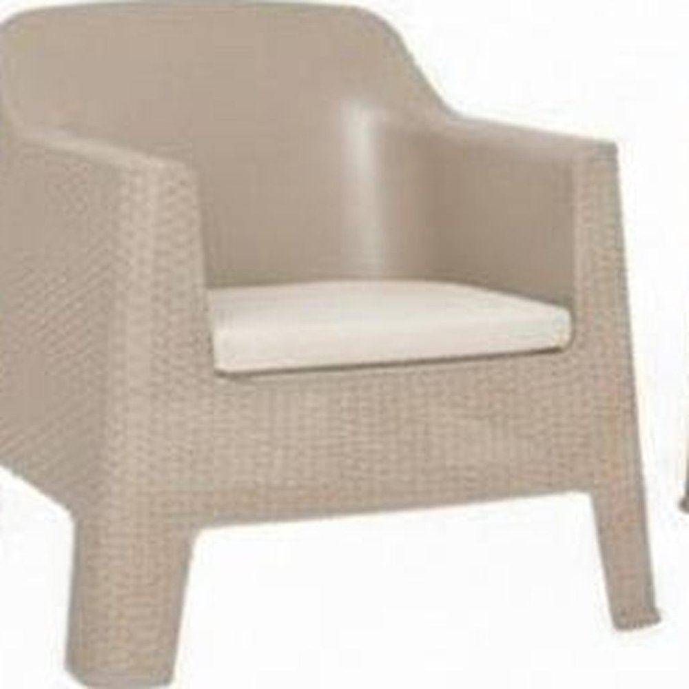 4-Piece Taupe and Beige Plastic Upholstered Cushions Outdoor Patio Conversation Set with Table