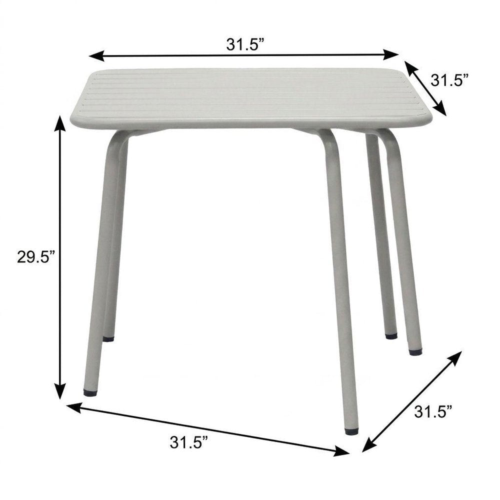 32" Gray Steel Square Outdoor Patio Dining Table