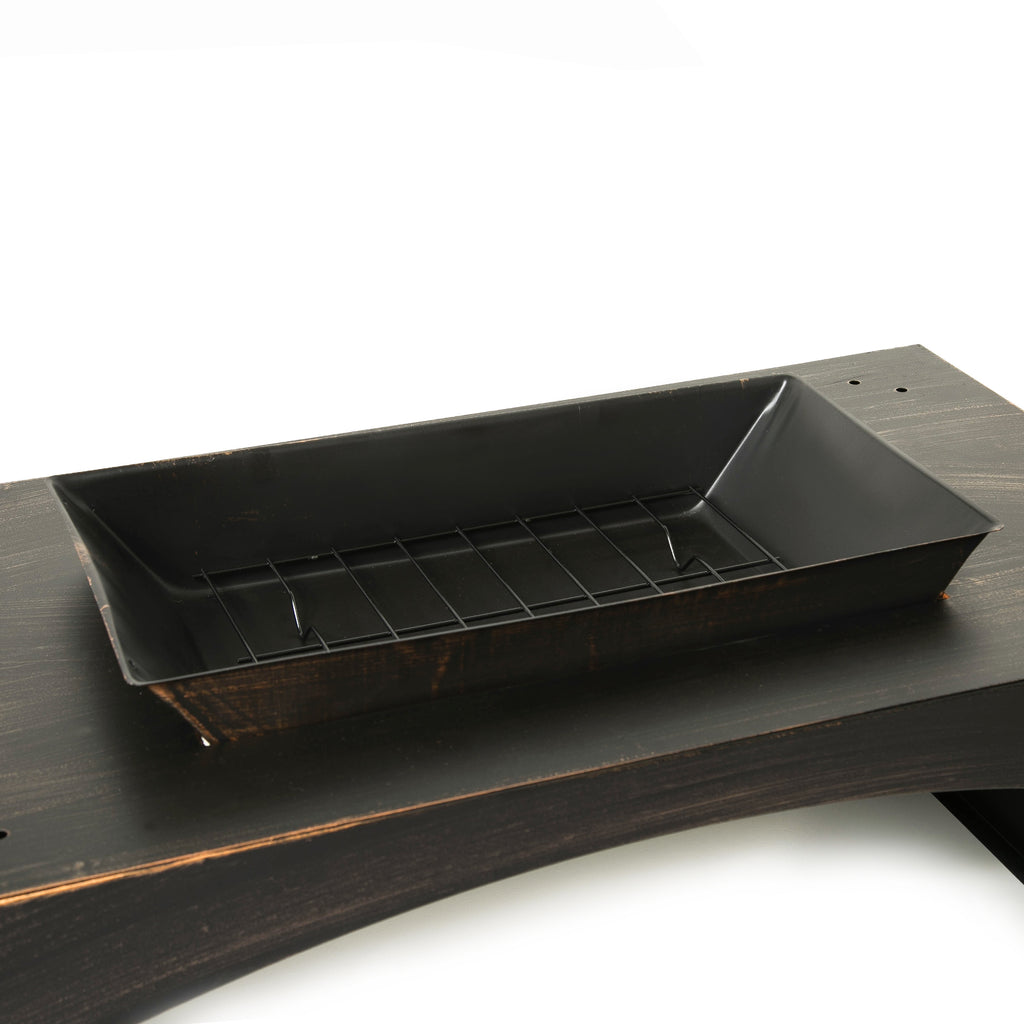 37-Inch Rectangular Metal Outdoor Wood Burning Fireplace - Outdoor Fireplace with Built-in Log Storage and Poker-Brushed Bron