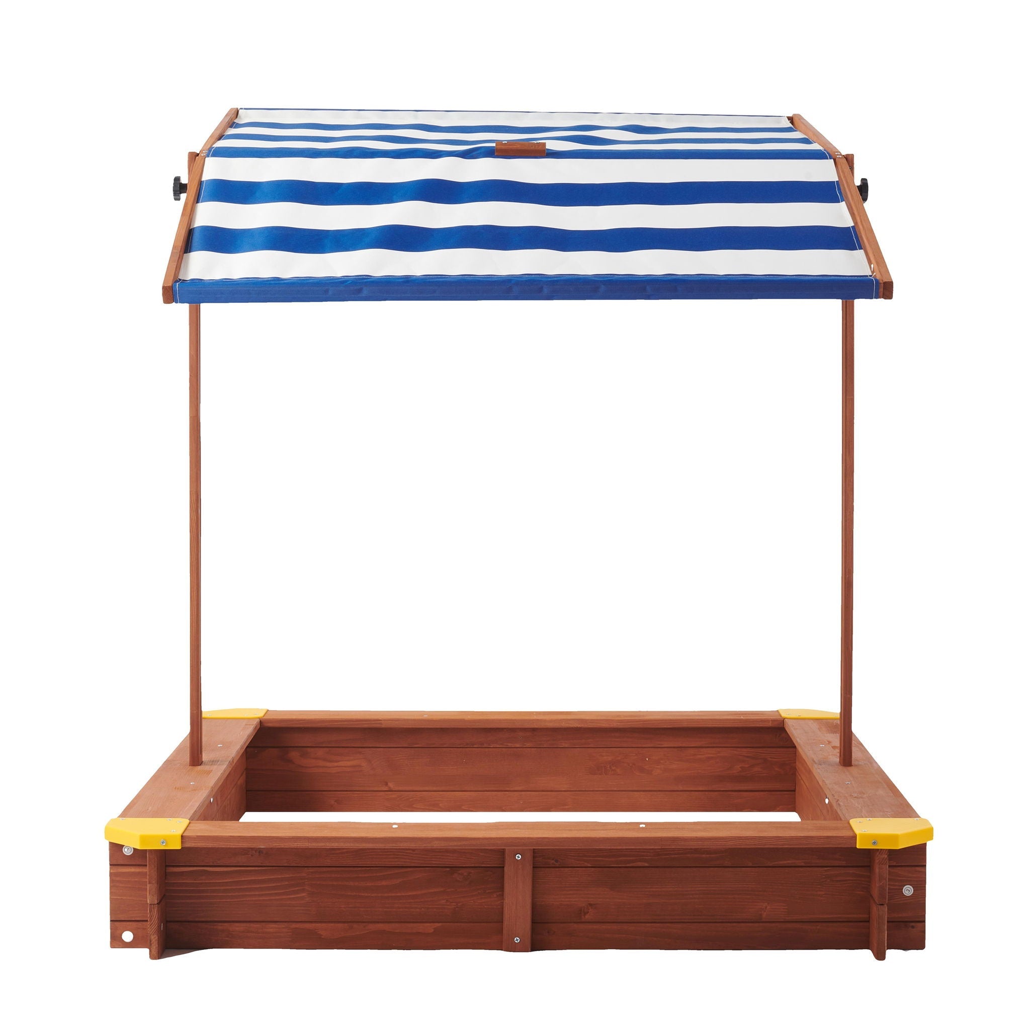 Kids Sandbox With Cover, Sand Box With Adjustable Canopy, Large Outdoor Cedar Sandpit For Backyard Play - Reddish Brown