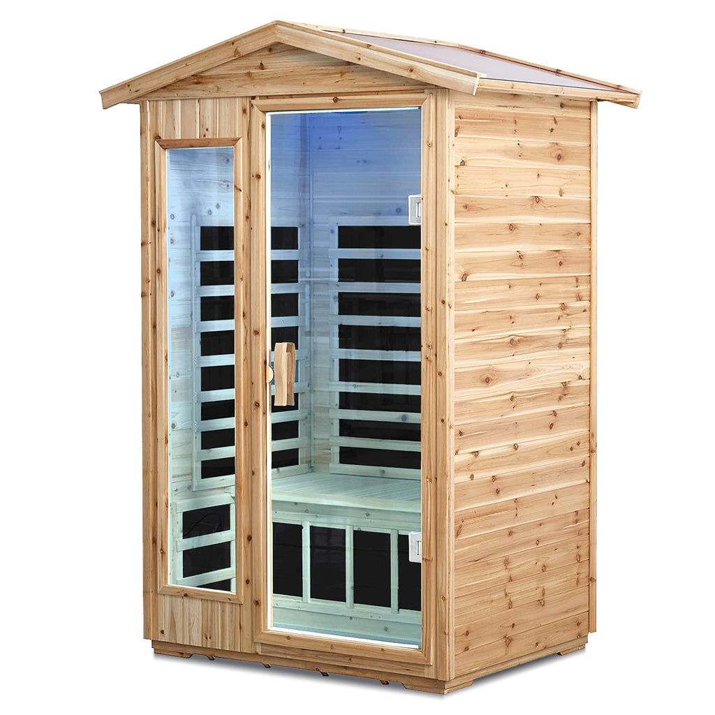 2-Person Far-Infrared Outdoor Sauna - Fir Wood Backyard Sauna