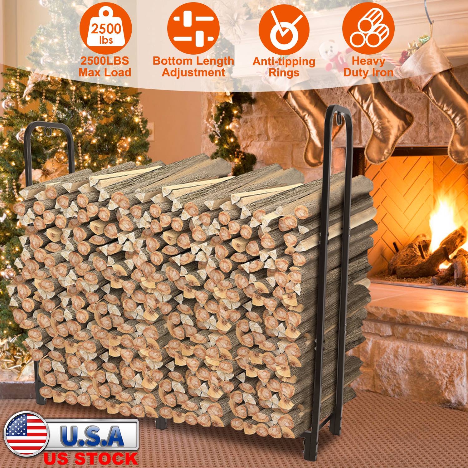 Firewood Log Rack for Home Use Heavy Duty Wood Storage