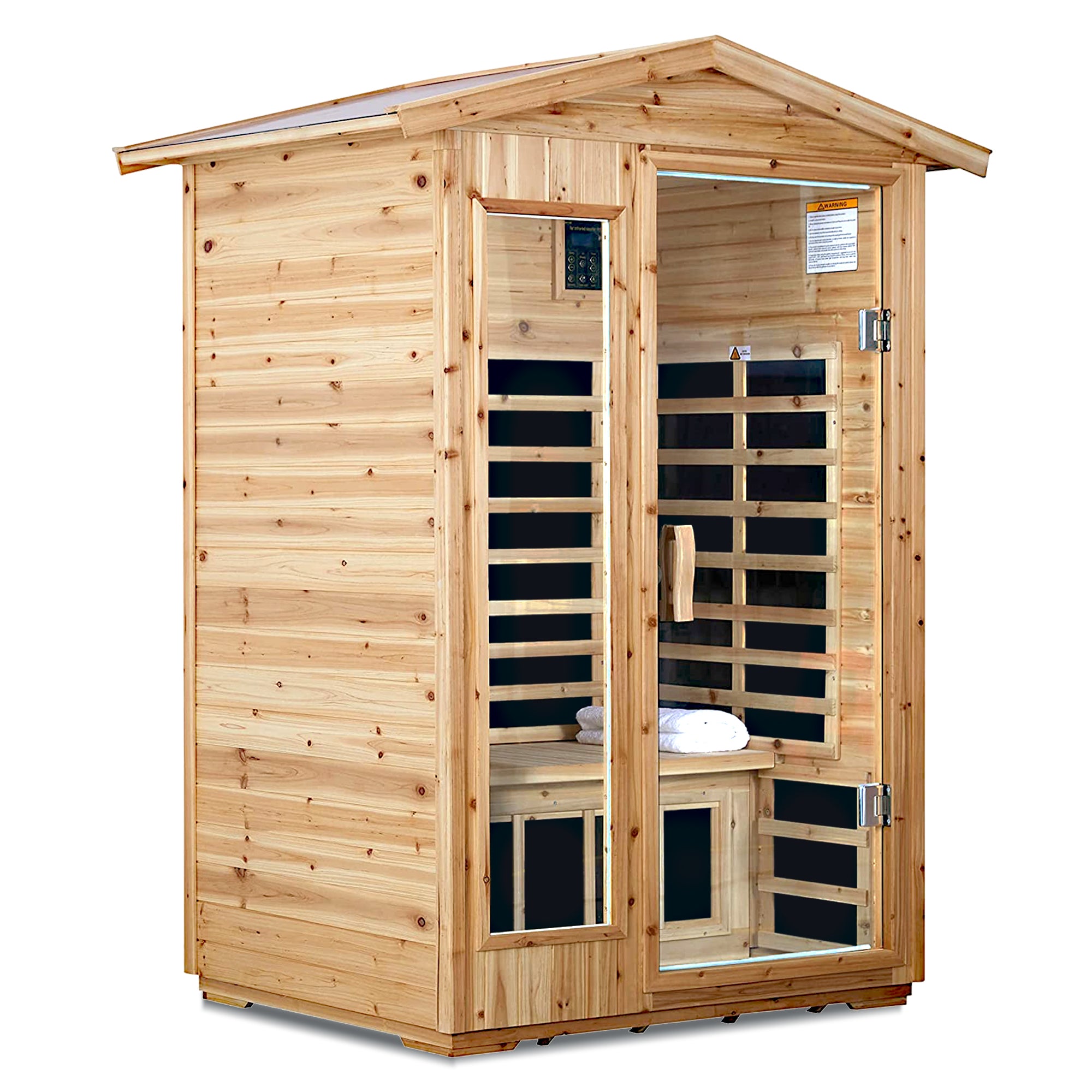 2-Person Far-Infrared Outdoor Sauna - Fir Wood Backyard Sauna