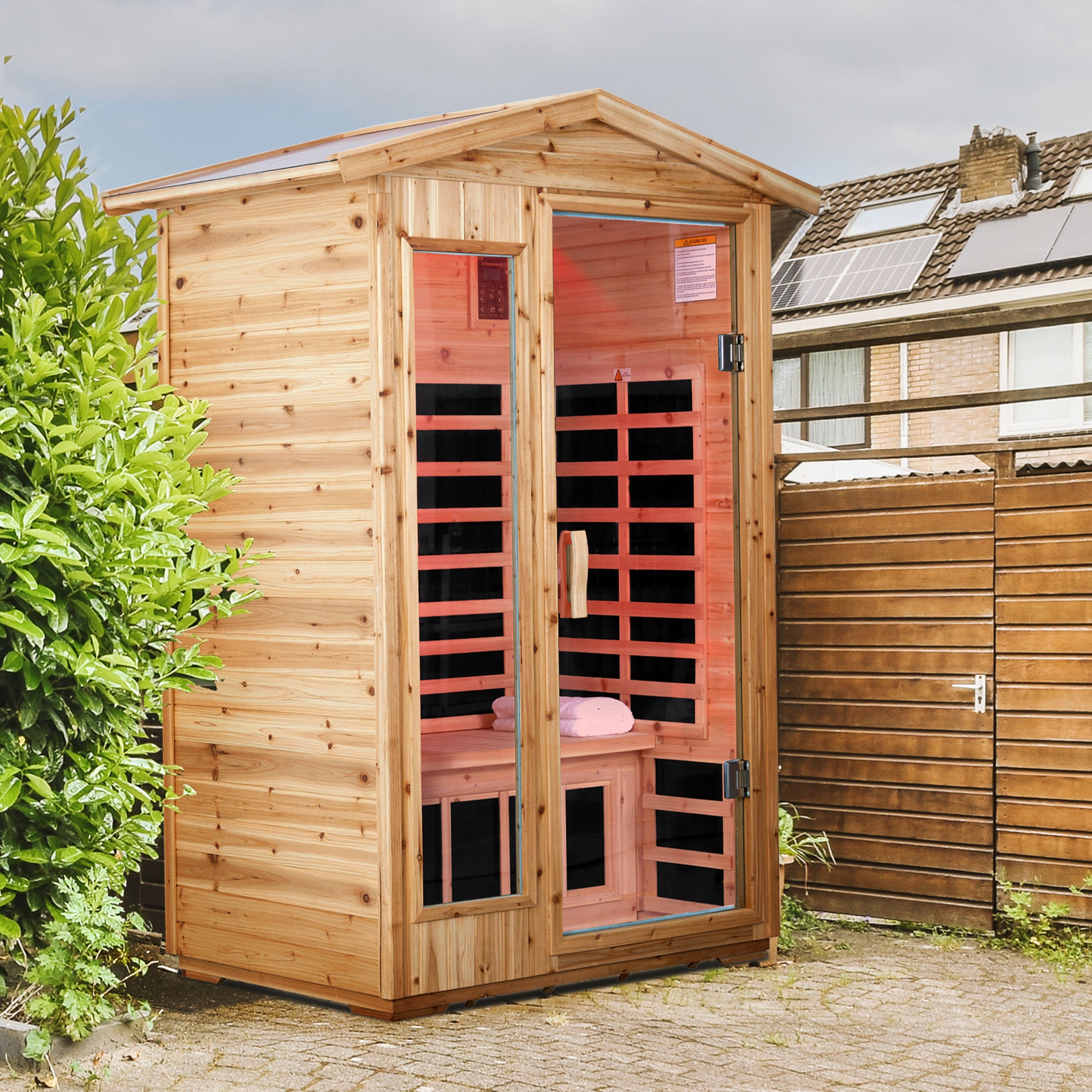 2-Person Far-Infrared Outdoor Sauna - Fir Wood Backyard Sauna