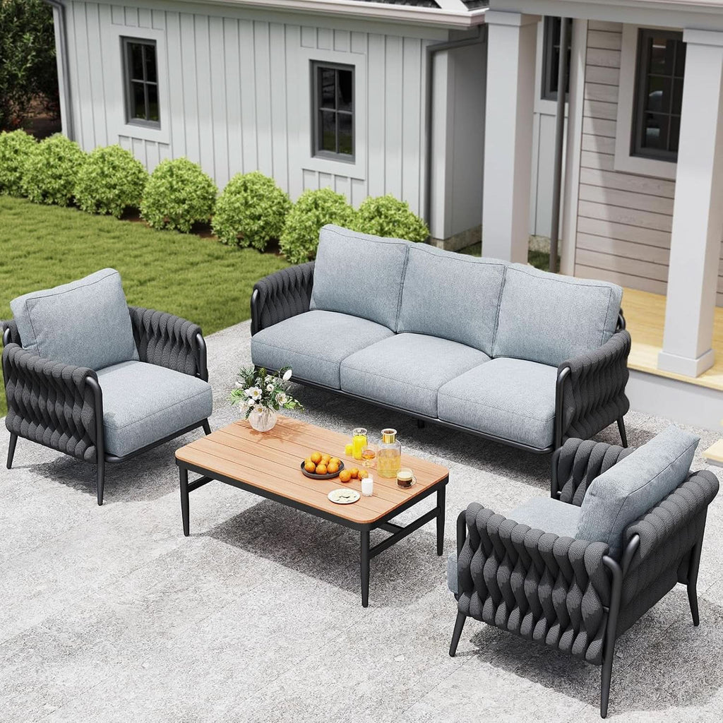 Outdoor Patio Conversation Set with Waterproof Cushions