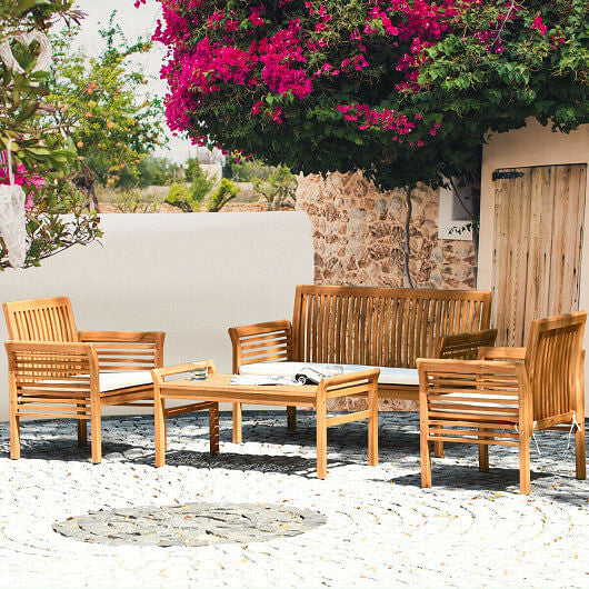 Outdoor seating and decorative backyard accessories