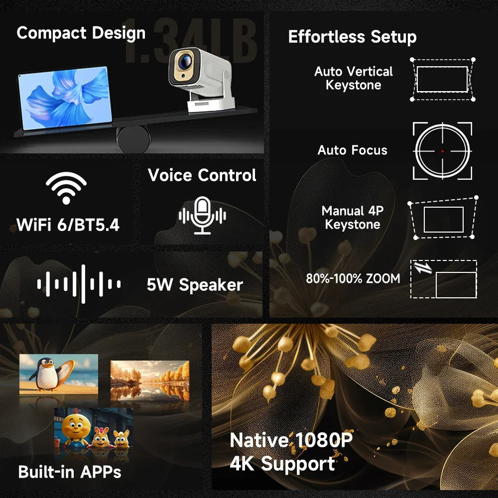Magcubic HY310 Auto Focus Outdoor Projector 1080P 4K Android11
