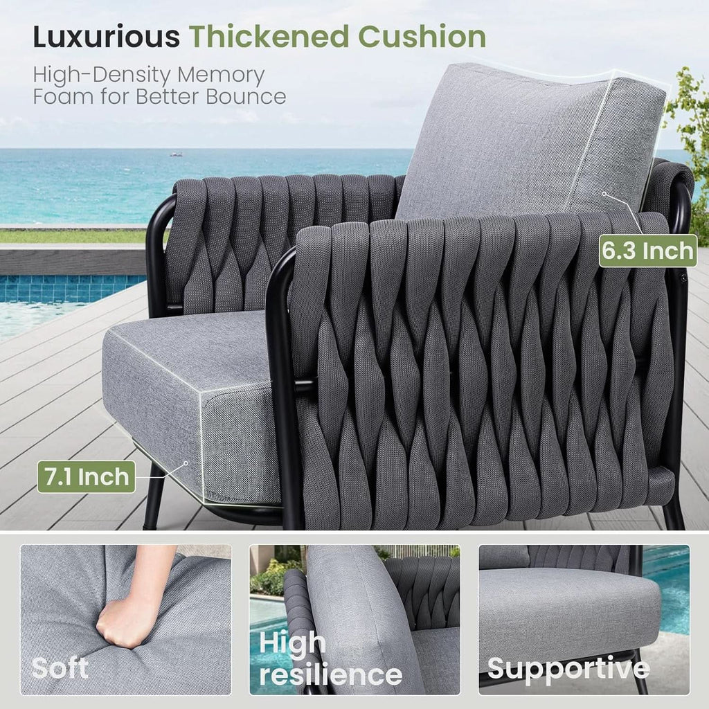 Outdoor Patio Conversation Set with Waterproof Cushions