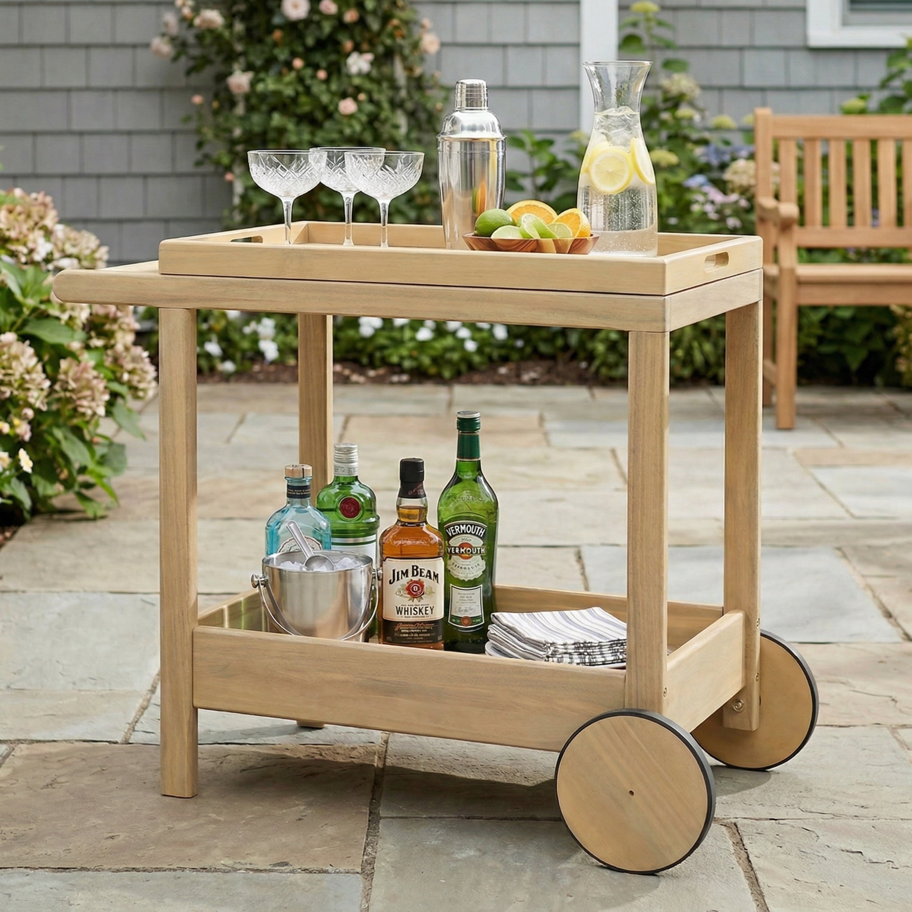 Saratoga Outdoor Rolling Bar Cart