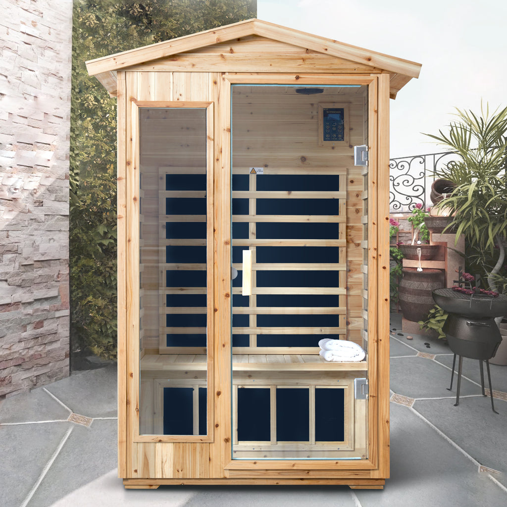 2-Person Far-Infrared Outdoor Sauna - Fir Wood Backyard Sauna