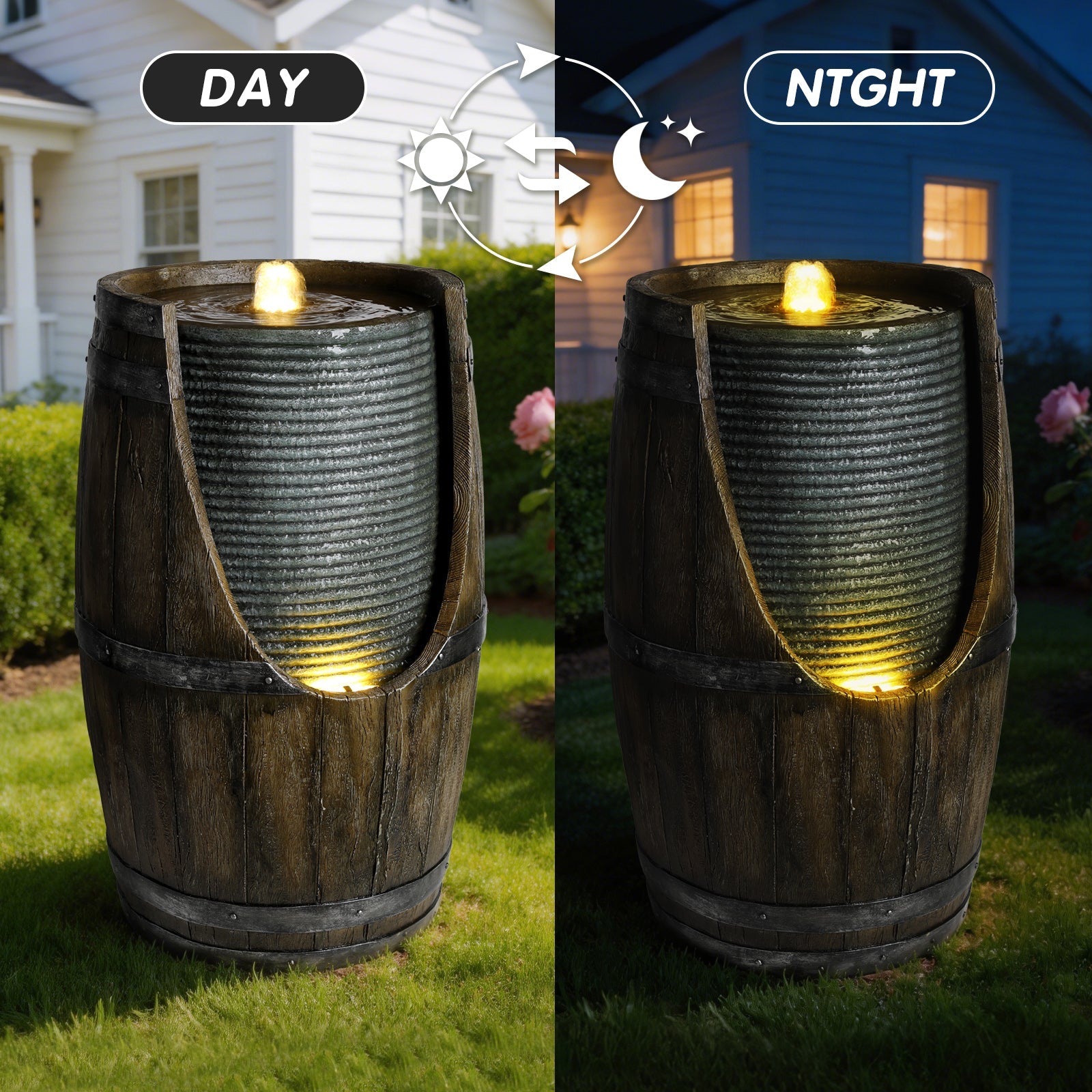 Outdoor Water Fountain with Bird Waterer