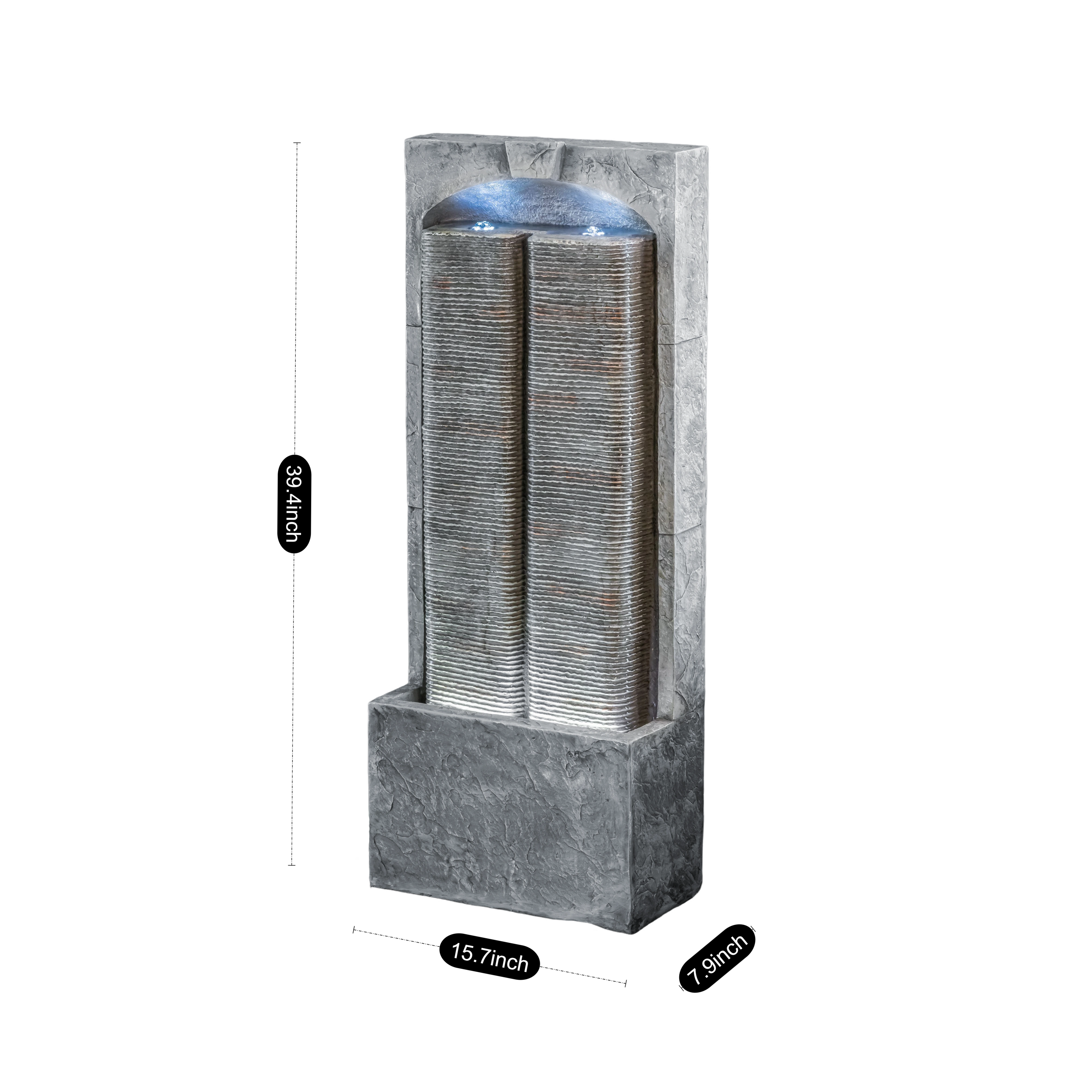 Outdoor Water Fountain with Cascading Lights