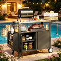 Convenient Kitchen Island, Movable Grill Cart Table, Oven Table, Versatile Bar Cart