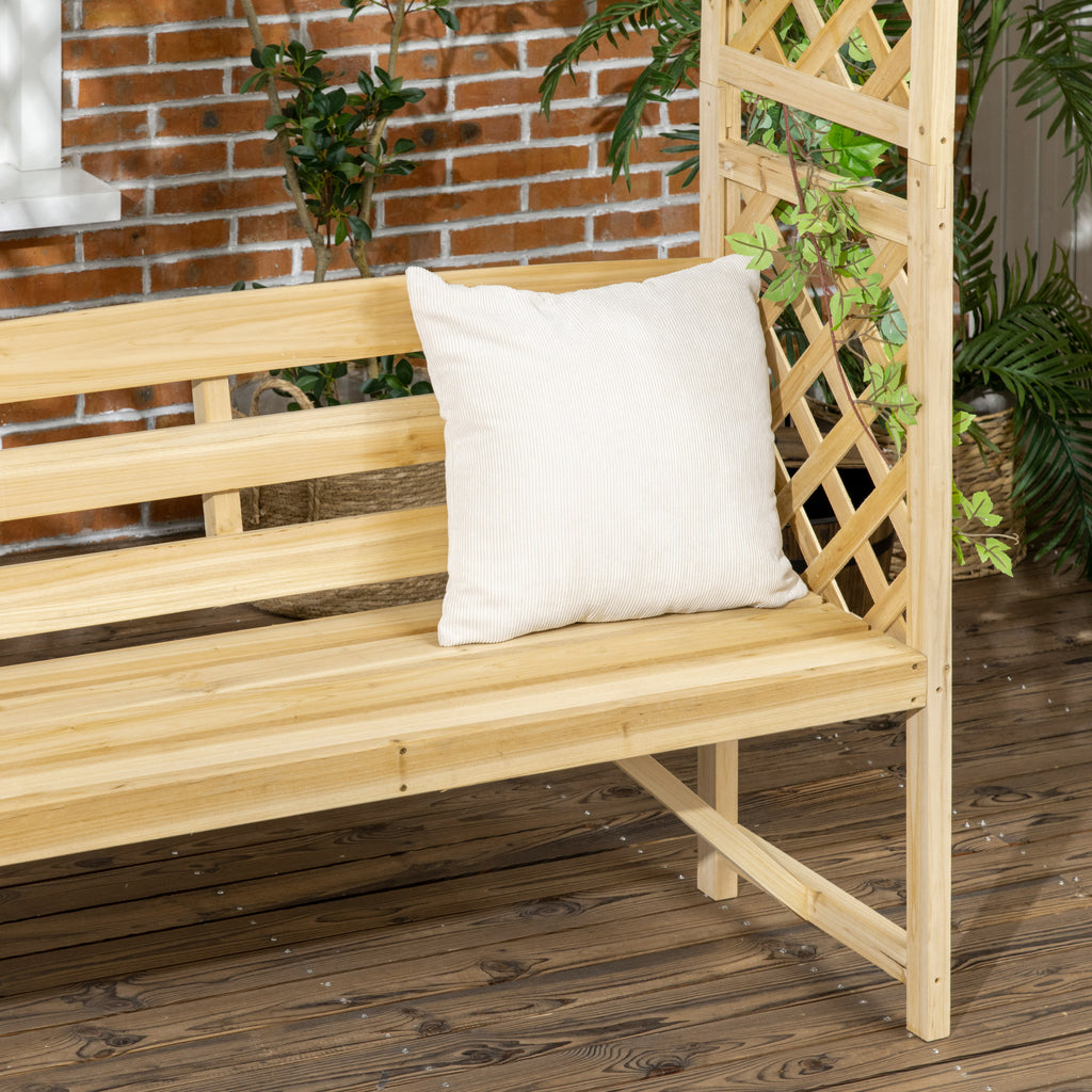 Patio Garden Bench Arbor Arch with Pergola and 2 Trellises, 3 Seat Natural Wooden Outdoor Bench for Grape Vines & Climbing Pl