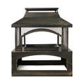 37-Inch Rectangular Metal Outdoor Wood Burning Fireplace - Outdoor Fireplace with Built-in Log Storage and Poker-Brushed Bron