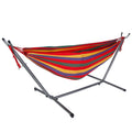 Brazilian Double Hammock 2-Person Steel Canvas Stand Hammock Bed w/ Portable Carrying Case For Patio Beach Yard 661 LBS Max Load