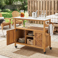 Outdoor Patio Acacia Wood Bar Cart