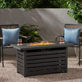 Rectangular Iron Outdoor Fire Pit - 30,000 BTU - Tank Cover Inside