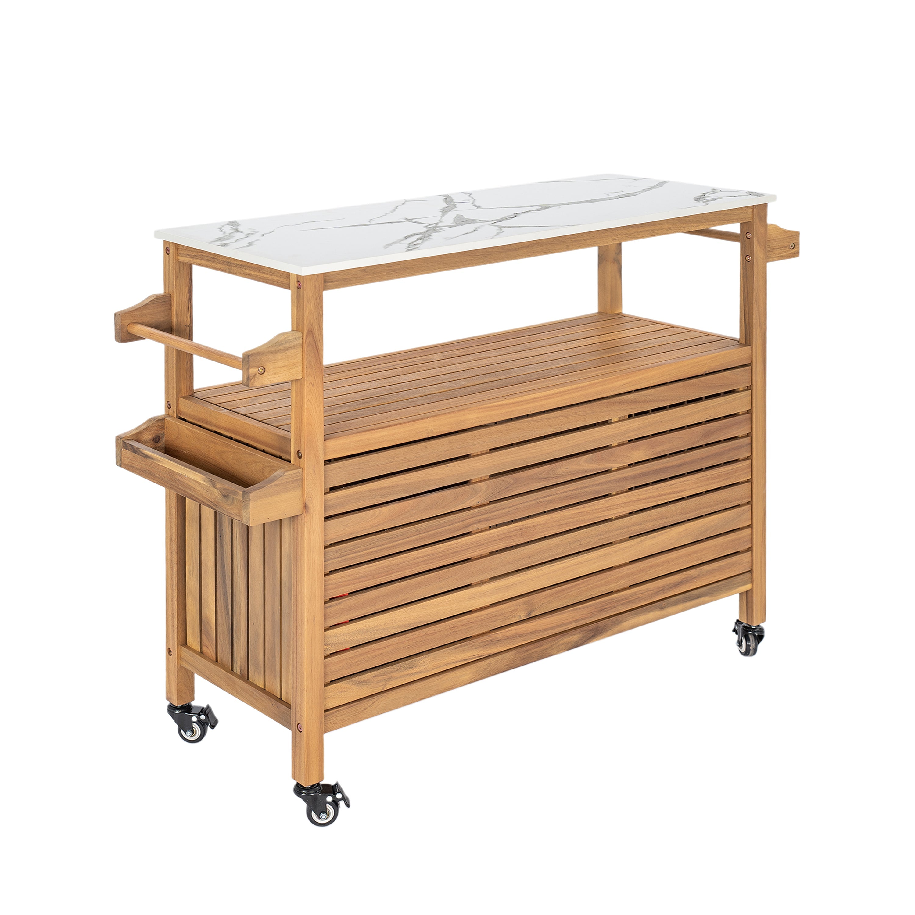 Outdoor Patio Acacia Wood Bar Cart