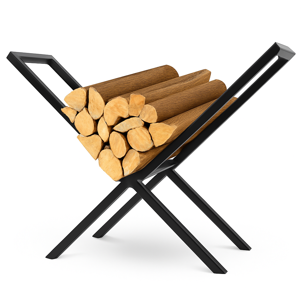 Firewood Log Rack - Steel X-Frame Storage Holder