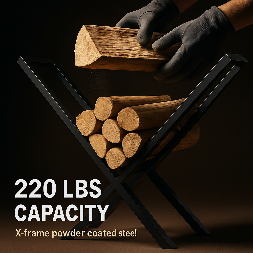 Firewood Log Rack - Steel X-Frame Storage Holder