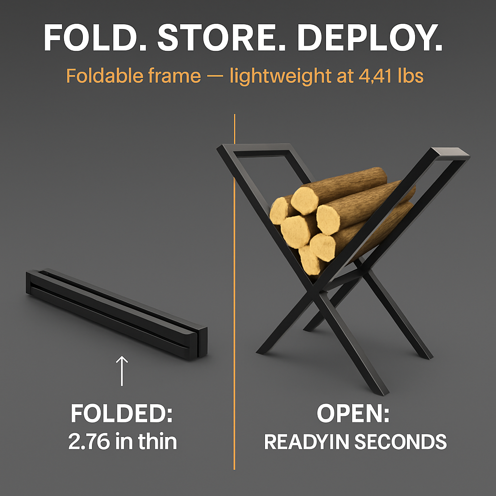 Firewood Log Rack - Steel X-Frame Storage Holder