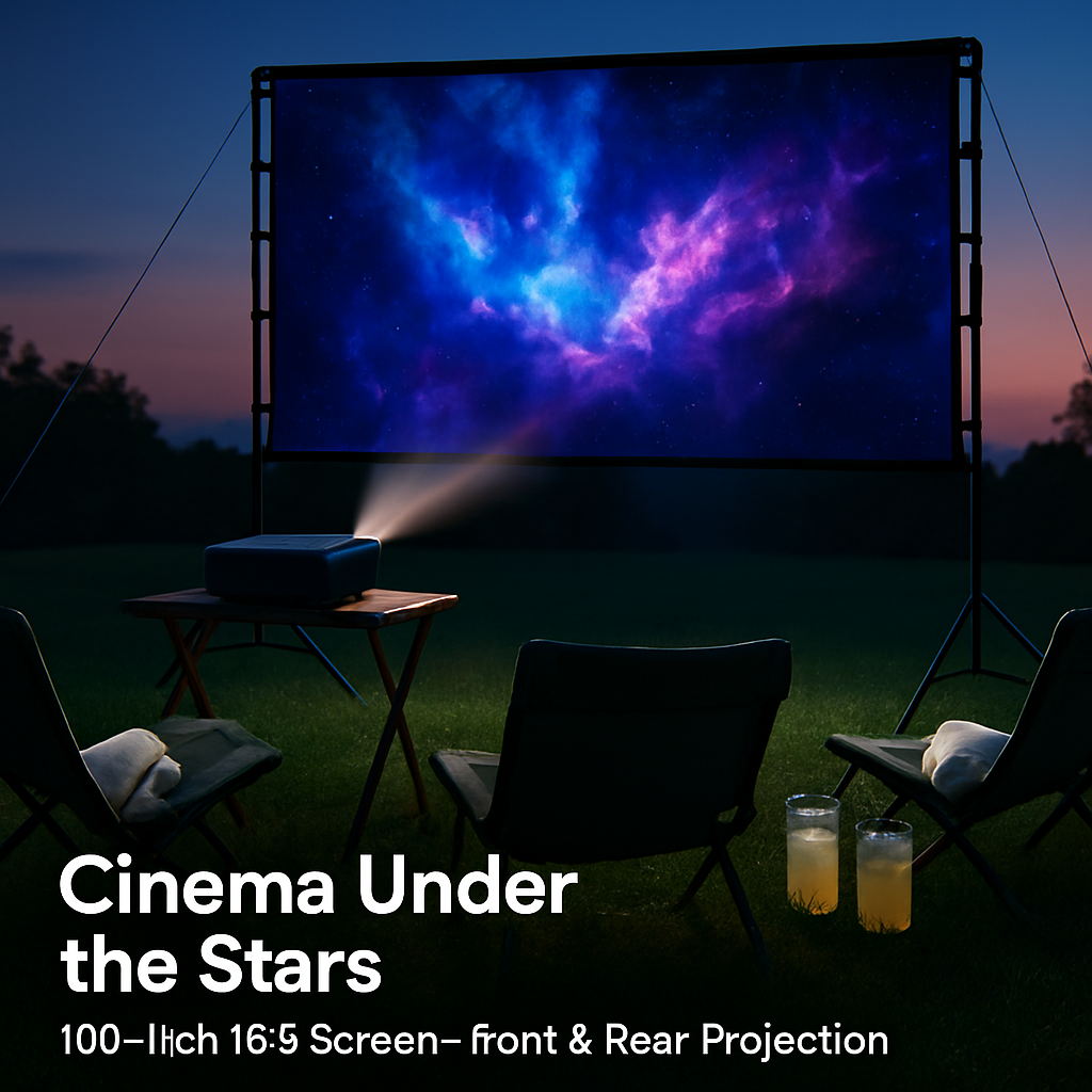 100inch Projector Screen with Stand 16:9 4K HD Rear Front Wrinkle-Free Portable And Foldable Movie Screen with Carry Bag For Indoor Outdoor Home Theat