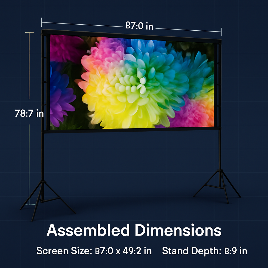 100inch Projector Screen with Stand 16:9 4K HD Rear Front Wrinkle-Free Portable And Foldable Movie Screen with Carry Bag For Indoor Outdoor Home Theat