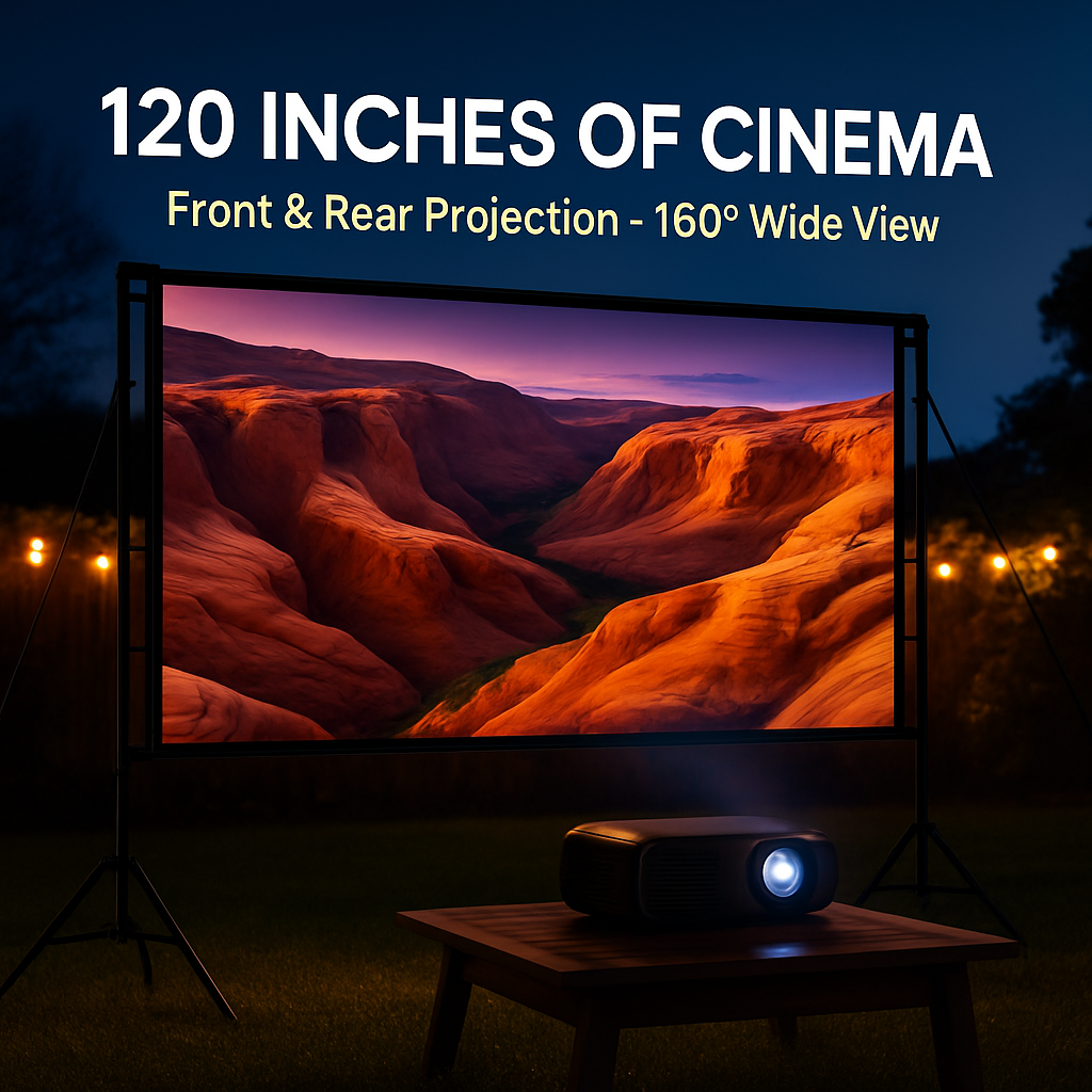 100inch Projector Screen with Stand 16:9 4K HD Rear Front Wrinkle-Free Portable And Foldable Movie Screen with Carry Bag For Indoor Outdoor Home Theat