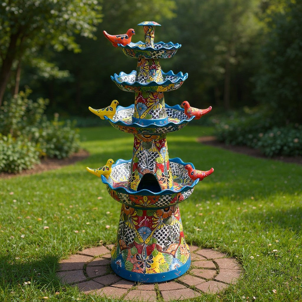 Grand Talavera Garden Fountain | Handmade Mexican Art