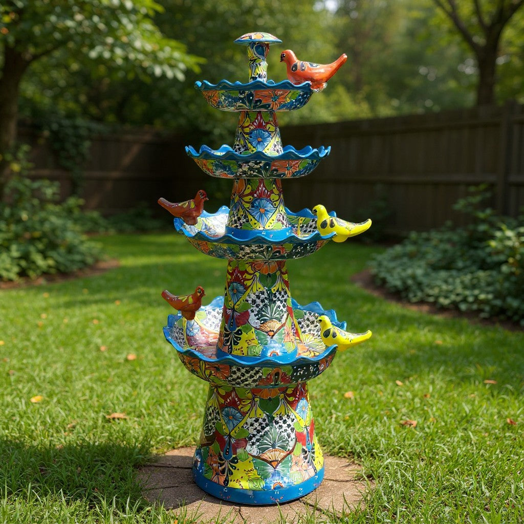 Grand Talavera Garden Fountain | Handmade Mexican Art