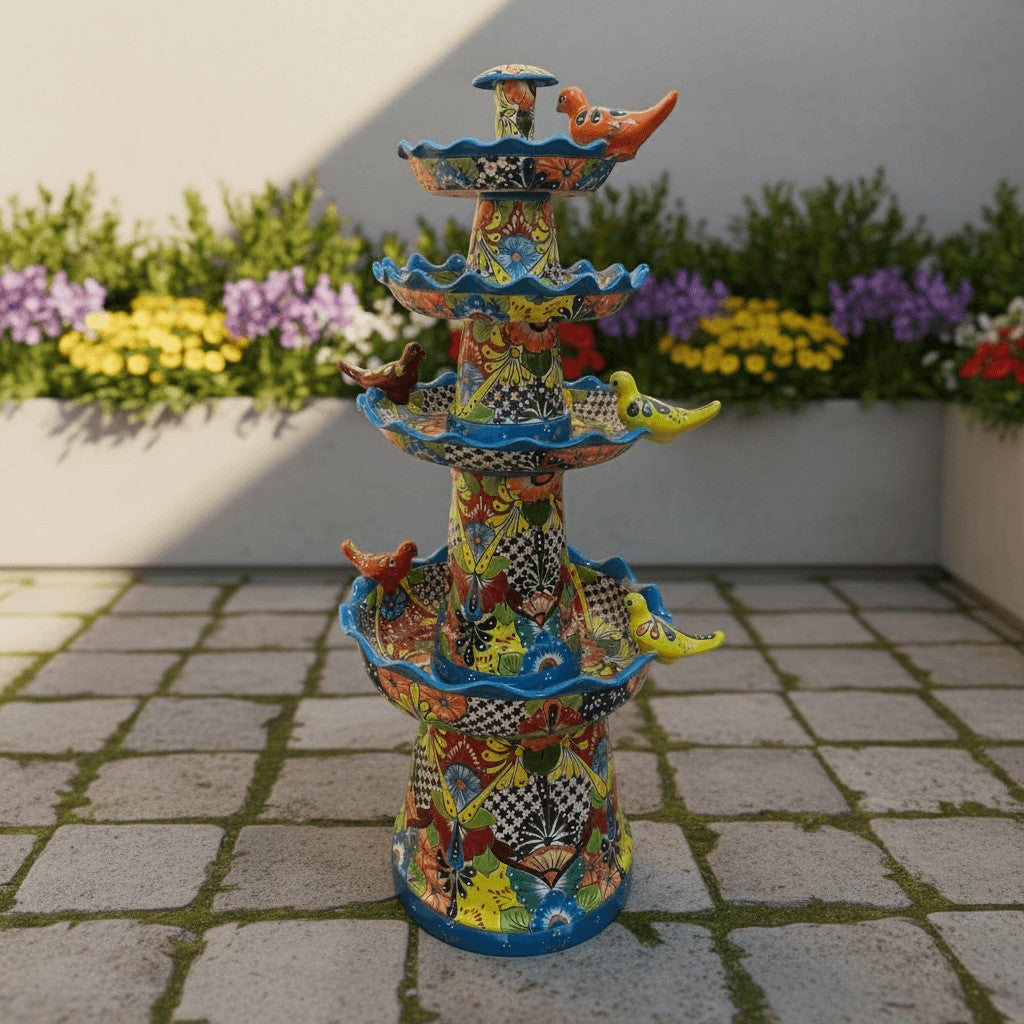 Grand Talavera Garden Fountain | Handmade Mexican Art