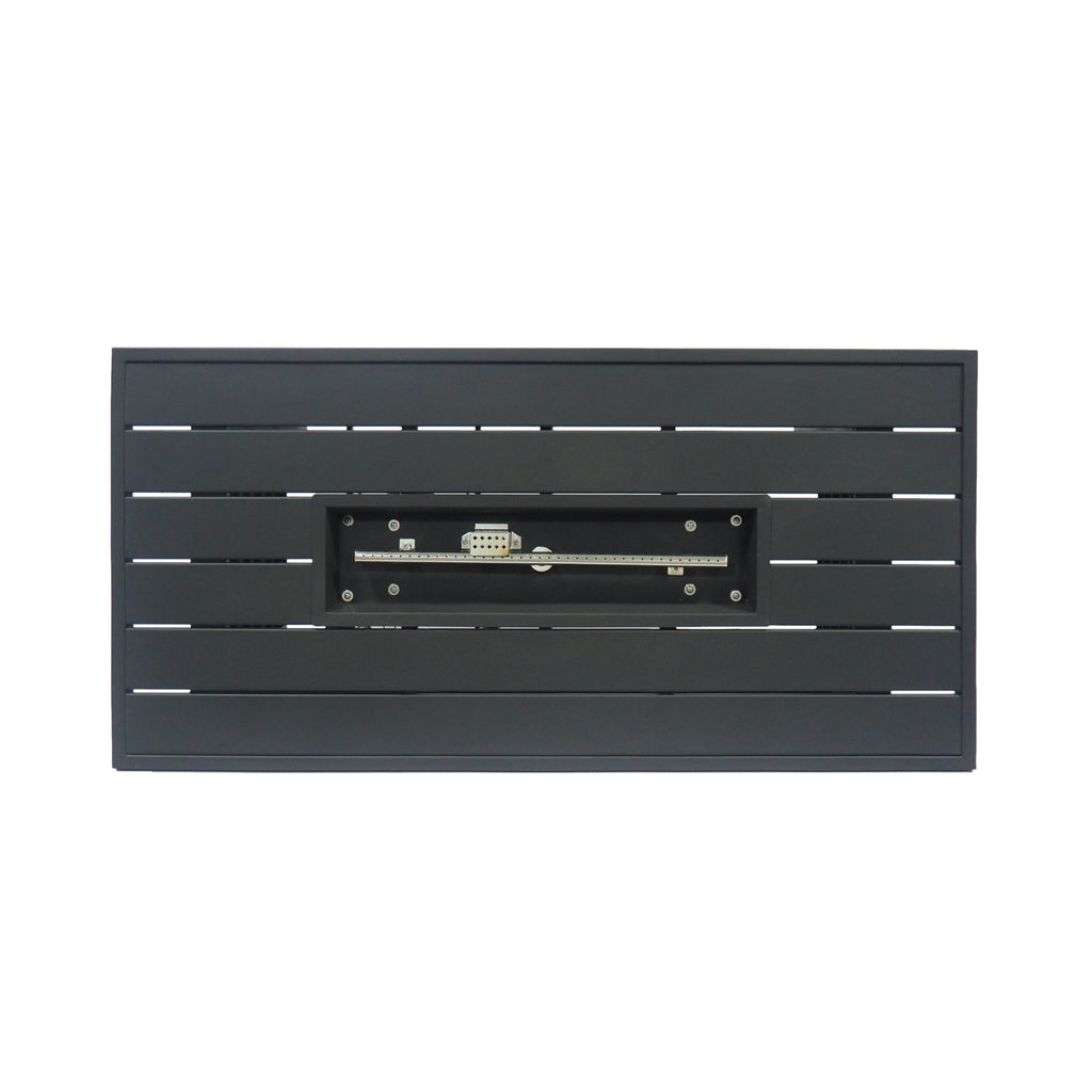 Rectangular Iron Outdoor Fire Pit - 30,000 BTU - Tank Cover Inside