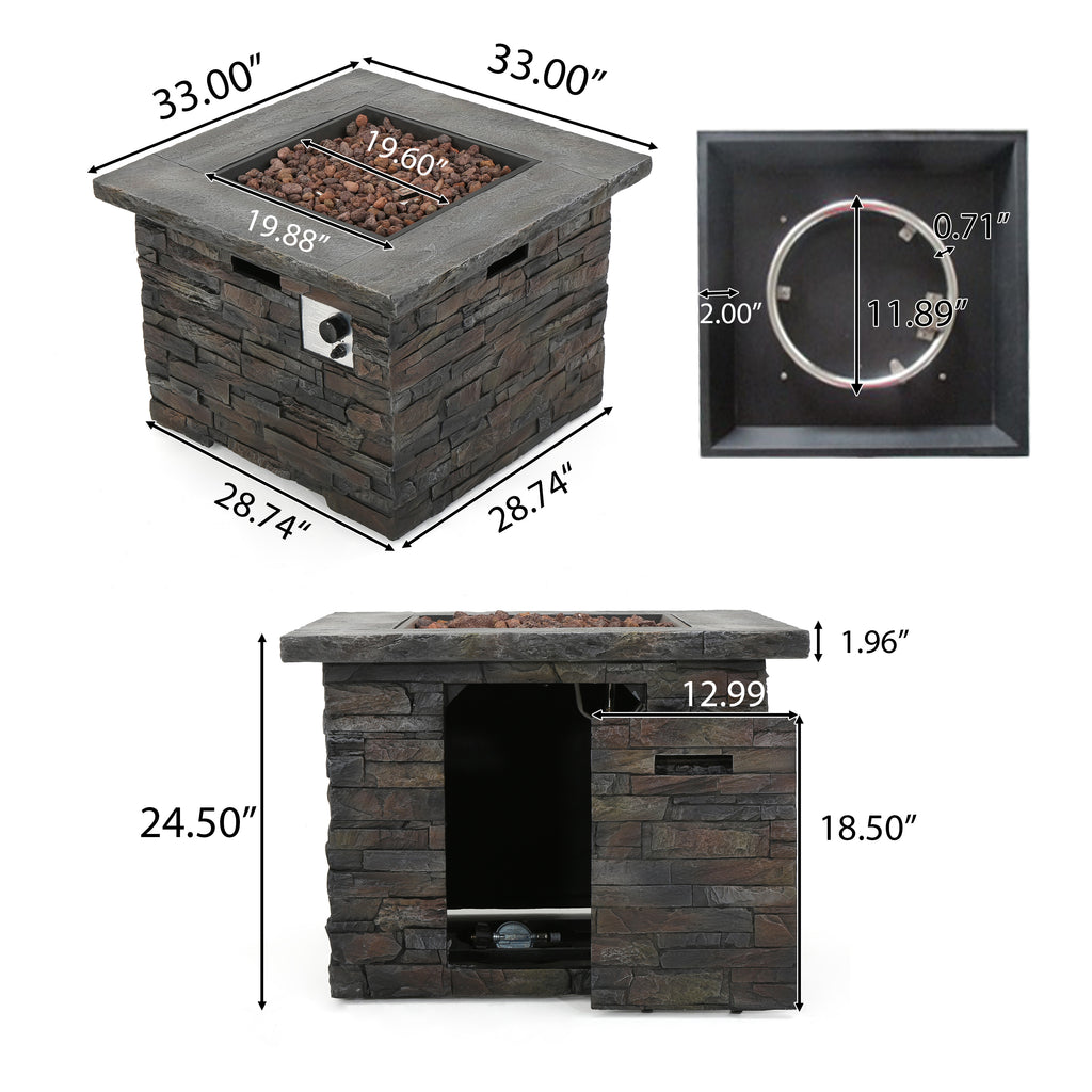 35" SQUARE MGO Outdoor Fire Pit - 40,000 BTU