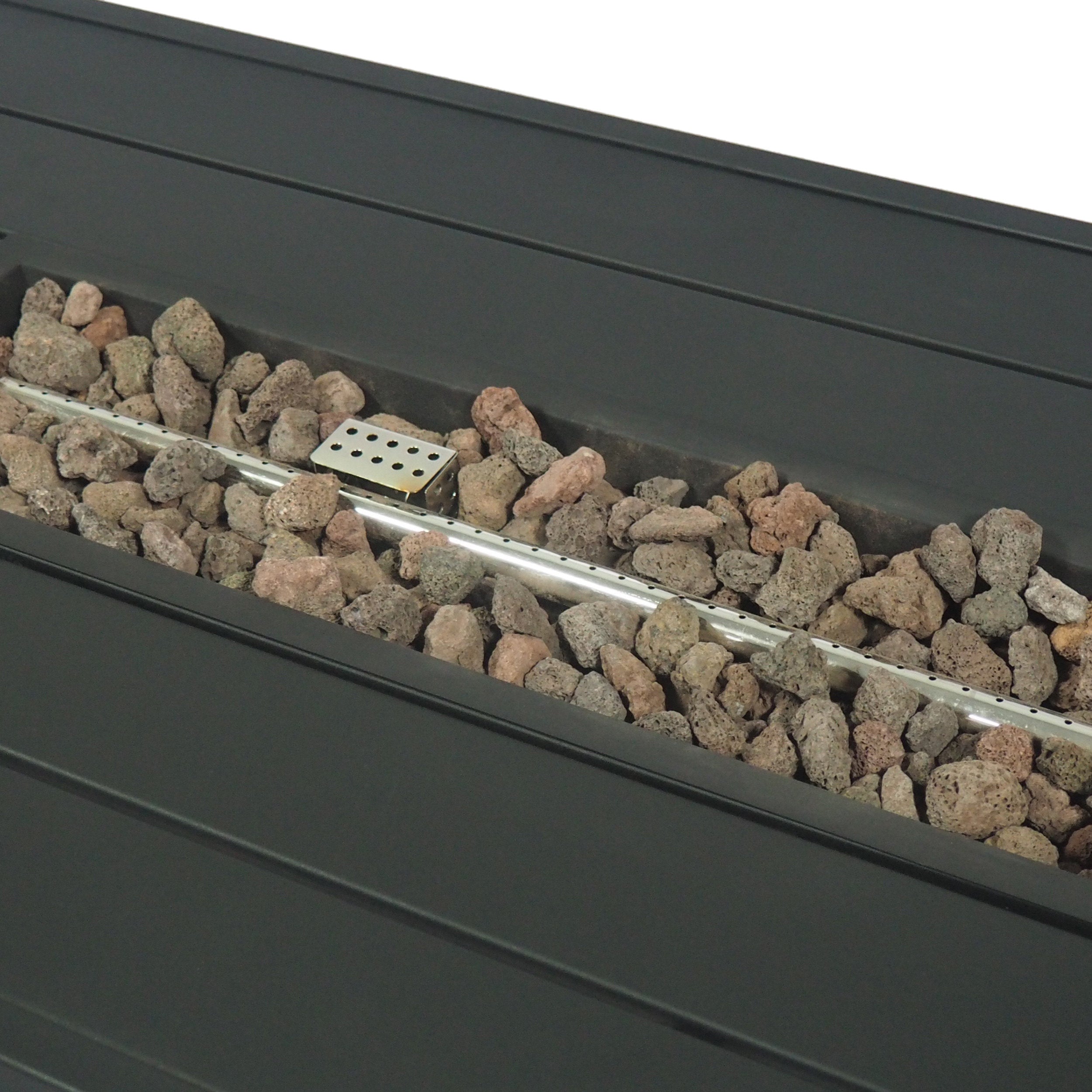 Rectangular Iron Outdoor Fire Pit - 30,000 BTU - Tank Cover Inside