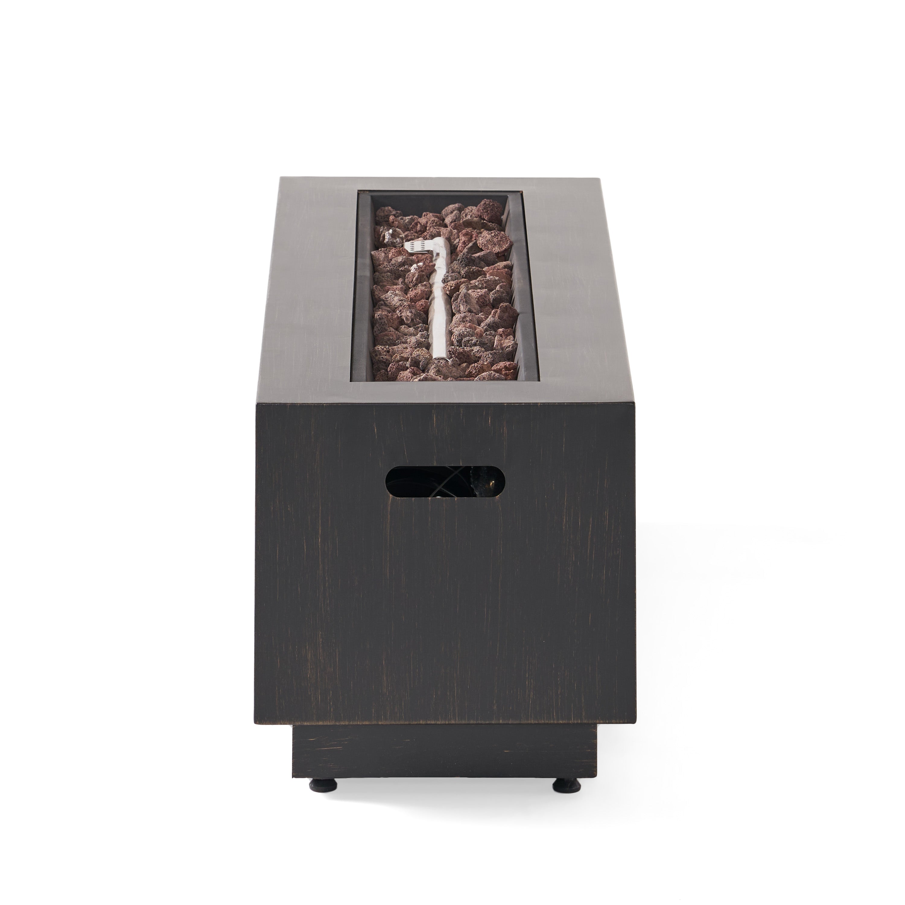 40" Outdoor 50,000 BTU Rectangular Iron Propane Outdoor Fire Pit, Dark Gray (Tank Cover not Included)
