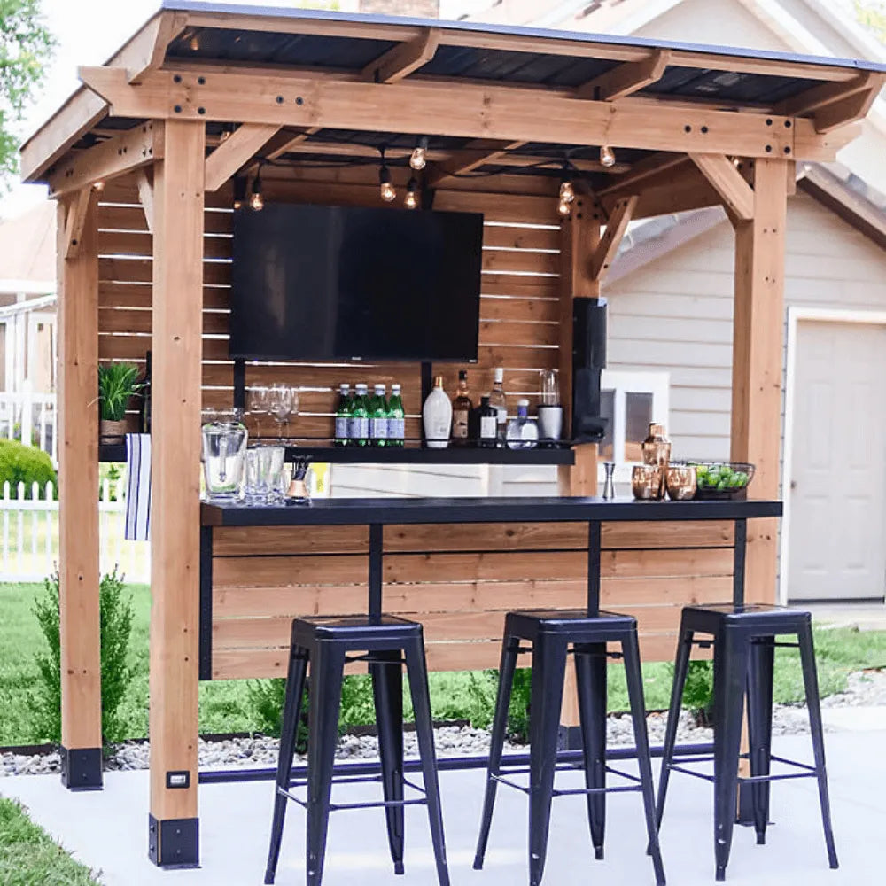 Covered outdoor backyard bar