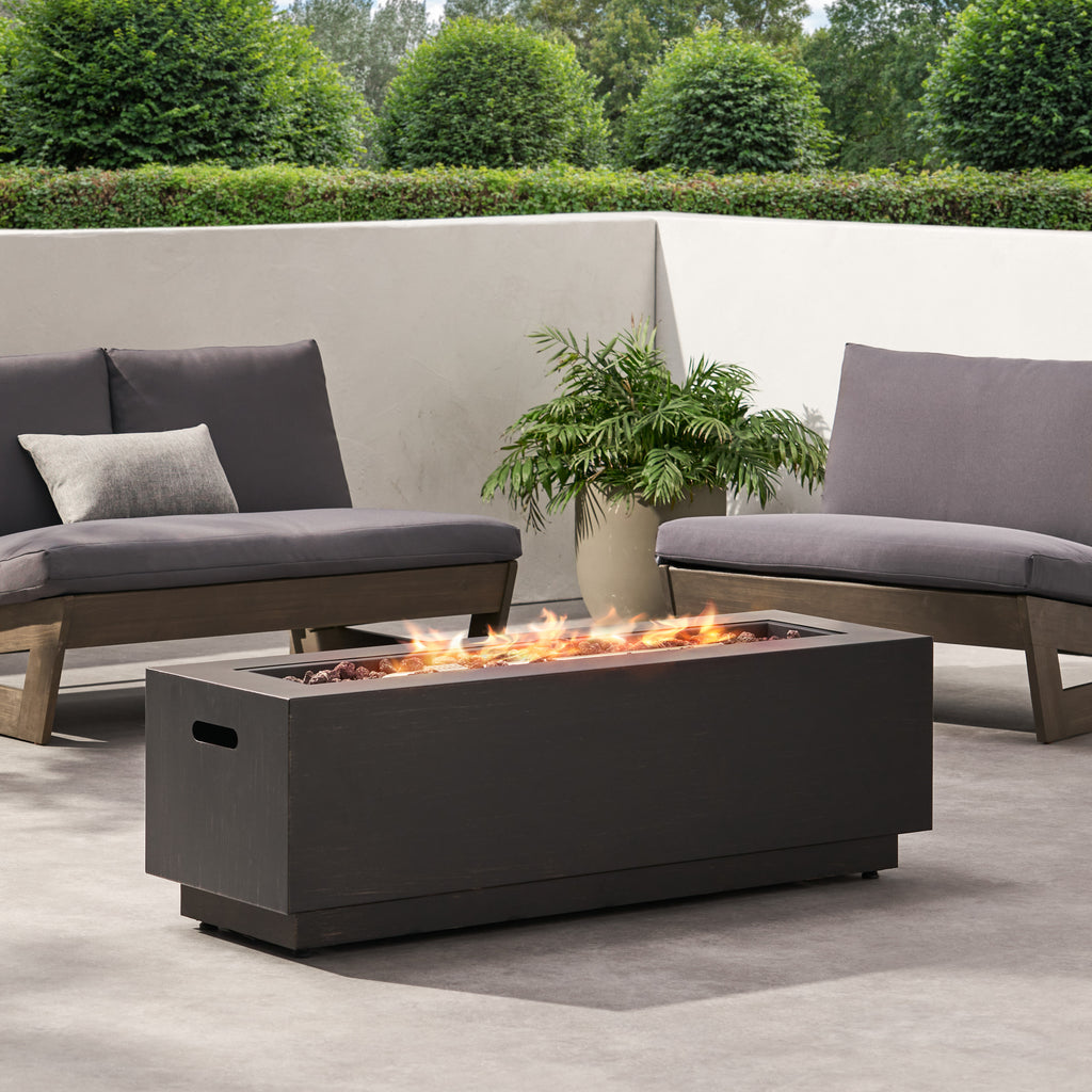 40" Outdoor 50,000 BTU Rectangular Iron Propane Outdoor Fire Pit, Dark Gray (Tank Cover not Included)