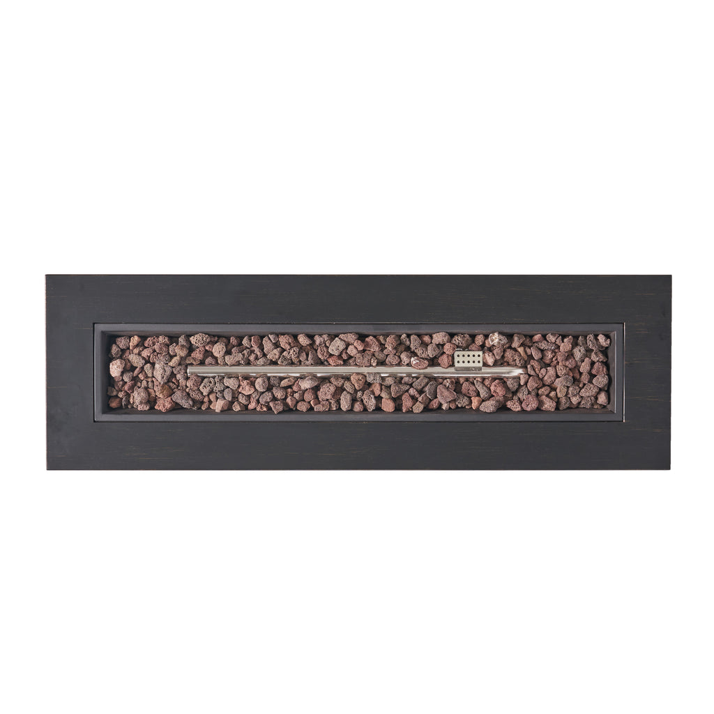 40" Outdoor 50,000 BTU Rectangular Iron Propane Outdoor Fire Pit, Dark Gray (Tank Cover not Included)