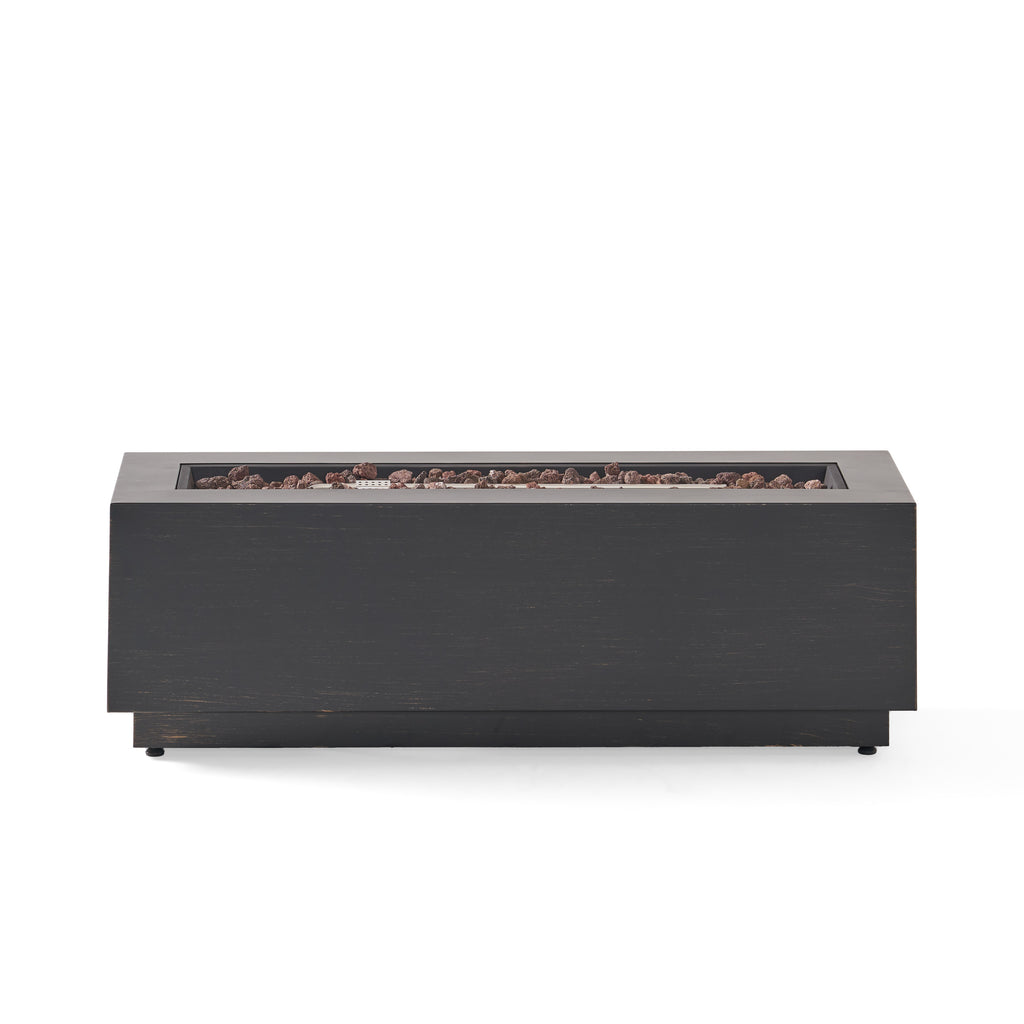40" Outdoor 50,000 BTU Rectangular Iron Propane Outdoor Fire Pit, Dark Gray (Tank Cover not Included)