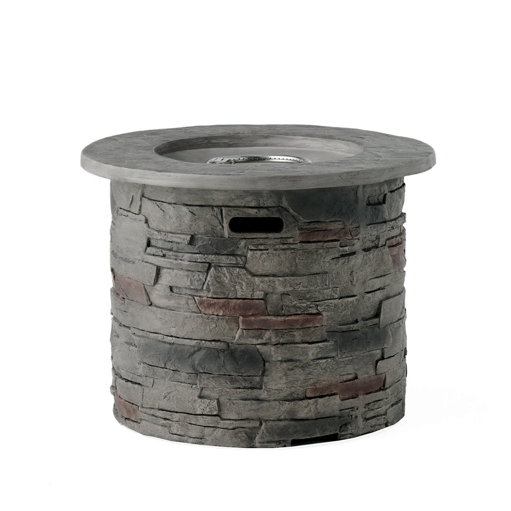 Outdoor 32" Round MGO Propane Fire Pit, Gray Top - 40,000 BTU