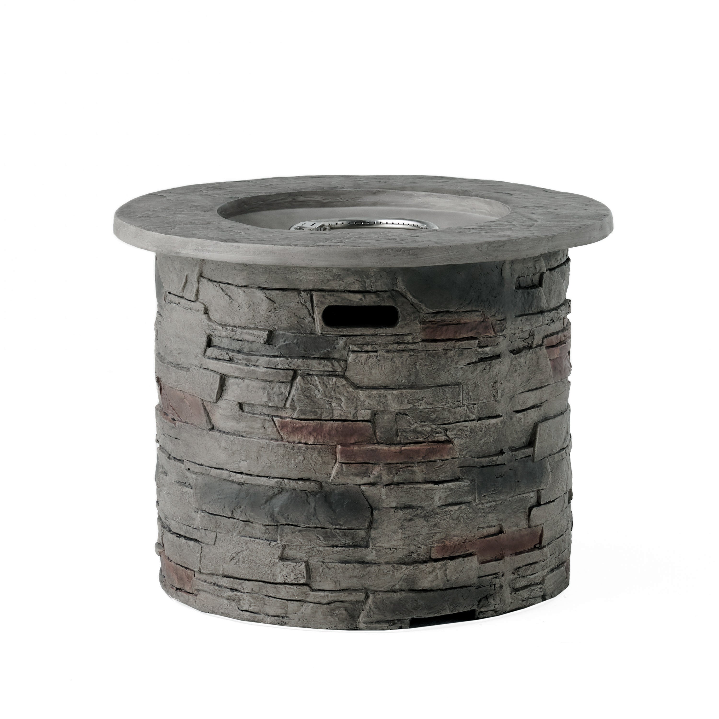 Outdoor 32" Round MGO Propane Fire Pit, Gray Top - 40,000 BTU