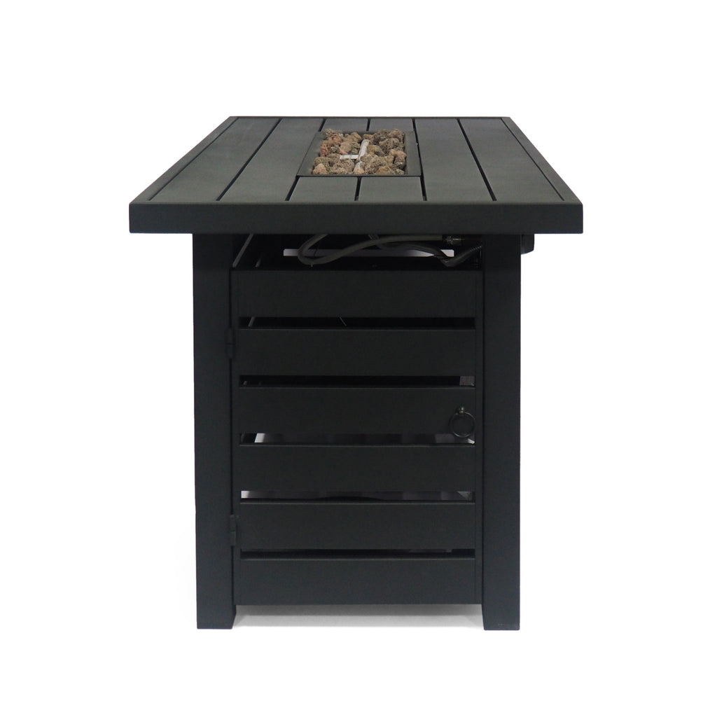 Rectangular Iron Outdoor Fire Pit - 30,000 BTU - Tank Cover Inside