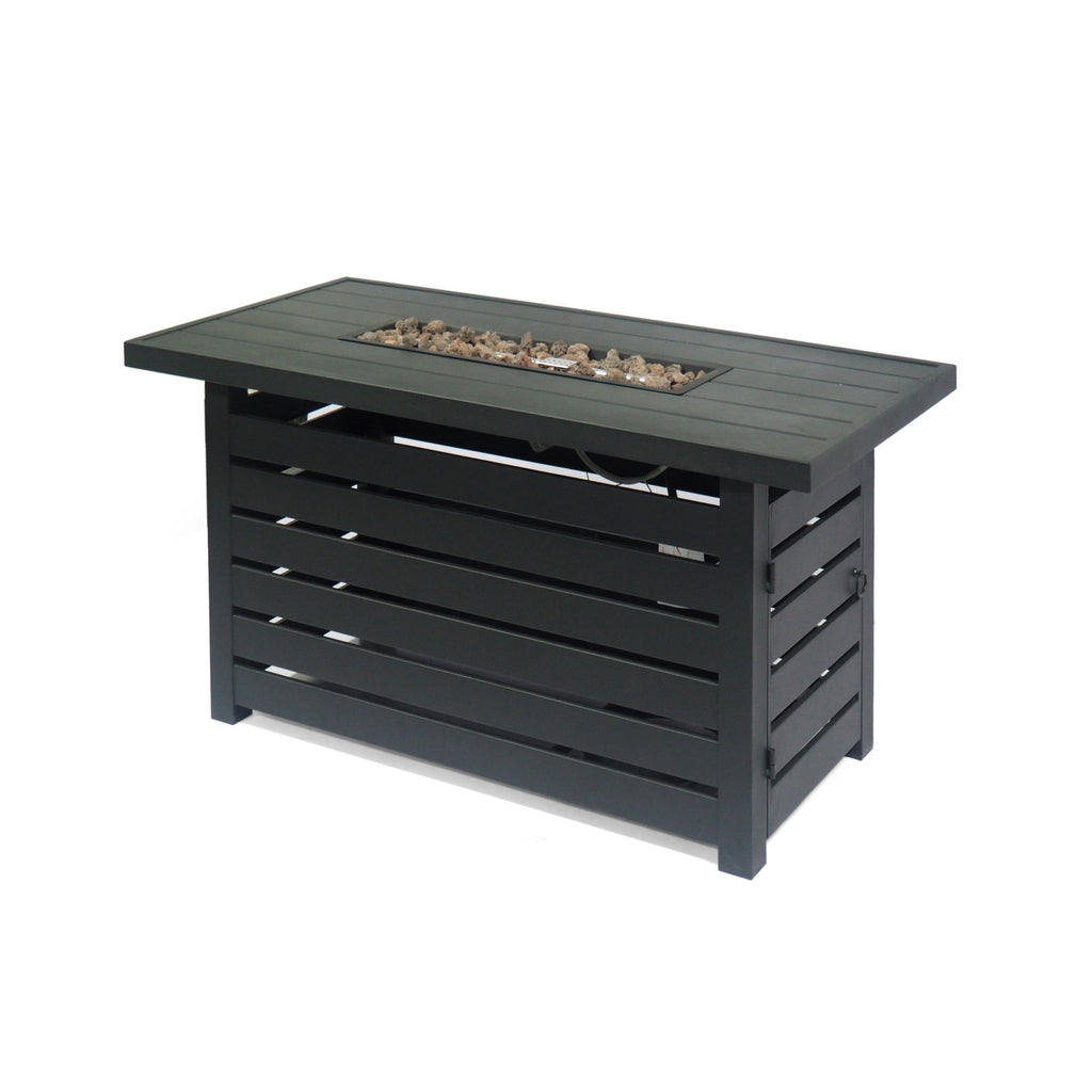 Rectangular Iron Outdoor Fire Pit - 30,000 BTU - Tank Cover Inside